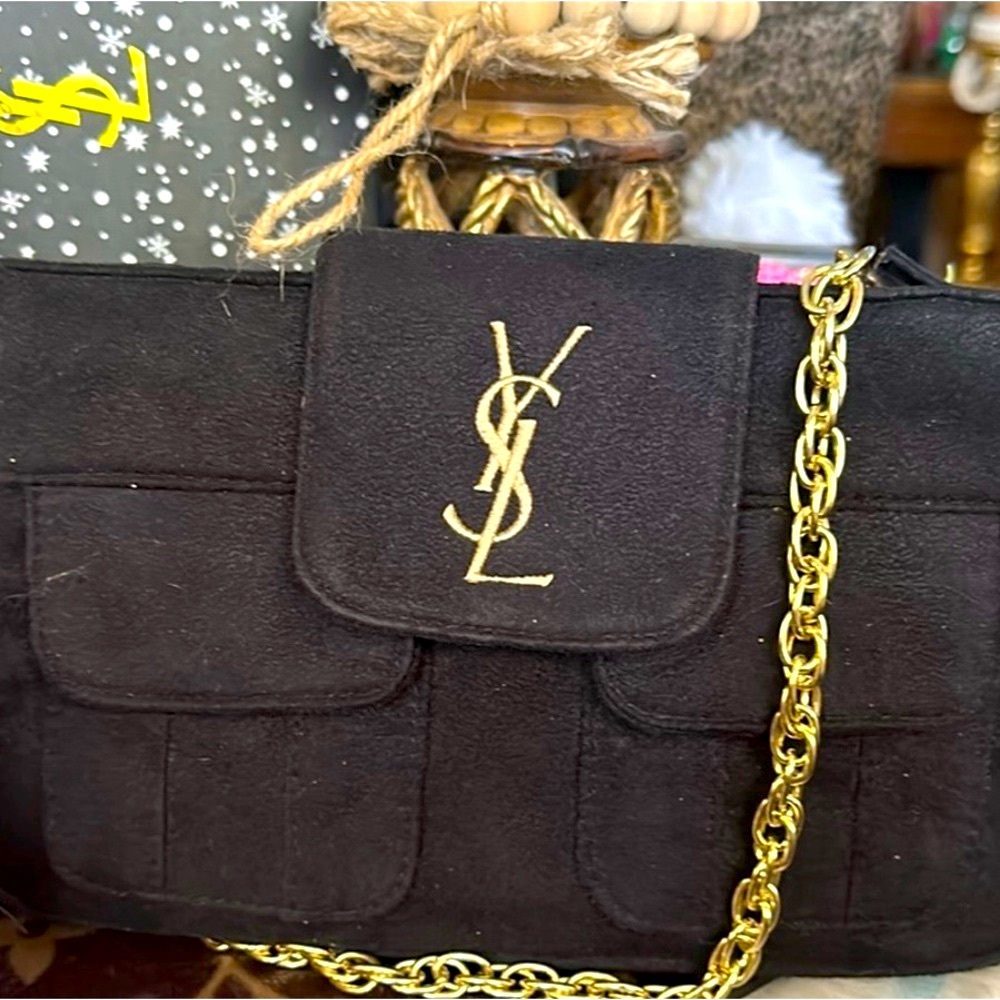Yves Saint Laurent Black Shoulder Bag with Gold Accents - Picture 3 of 8